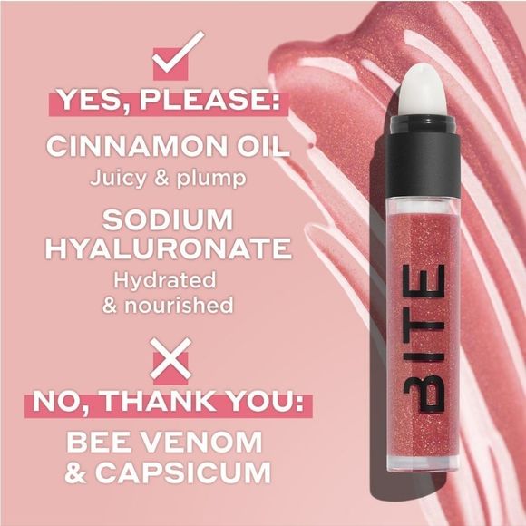 🌼SALE! 2/$35 BITE BEAUTY Plumping Gloss in Rose Meringue - Picture 3 of 15